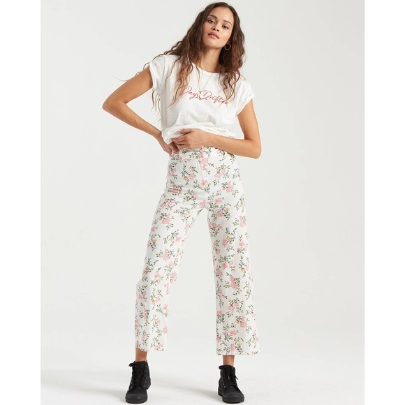 NEW Billabong  Cool Wip Floral Crop Back at It Wide-Leg Pants - Various Sizes - Picture 3 of 12